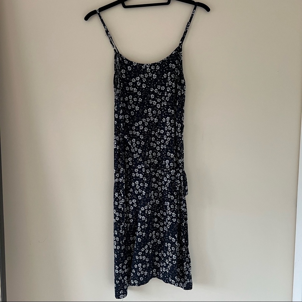 Blue and white floral midi dress